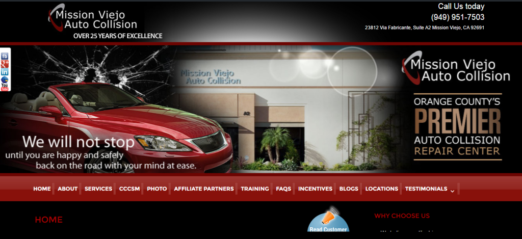 Mission Viejo Auto Collision Responsive Website